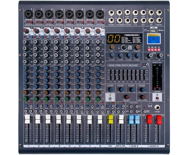 Mesa de Som Lyco LMS0804 8 Canais 4 Aux USB Bluetooth
