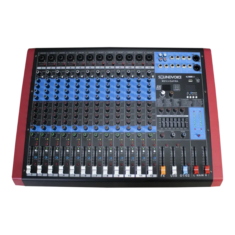 Mesa de Som Soundvoice Safira MS-12.4 12 Canais 4 Aux