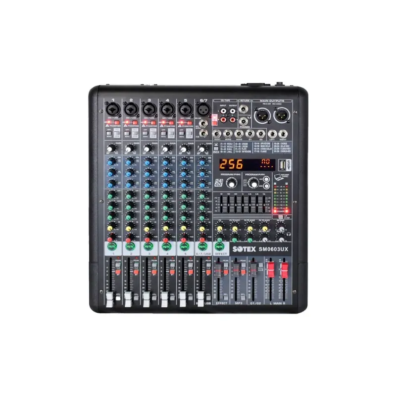 Mesa de Som Sotex SM0603UX 6 Canais 3 Aux USB Bluetooth