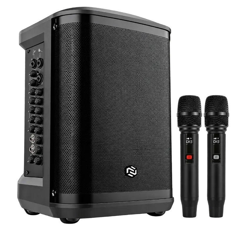 Caixa Amplificada Portátil Nuoma NM-ZY801 400W PMPO com 2 Microfones Sem Fio